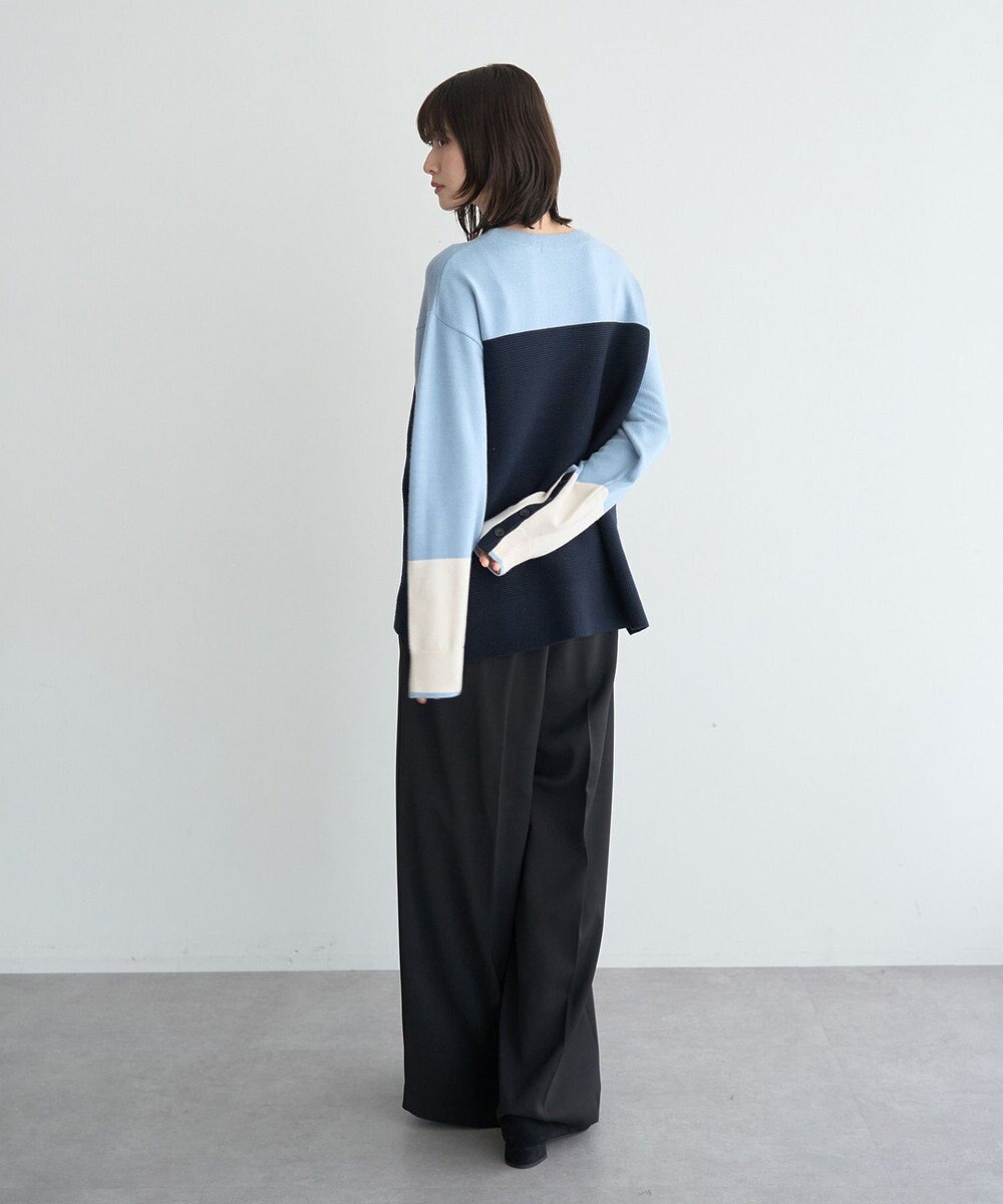 YECCA VECCA 釦デザイン配色ニット 