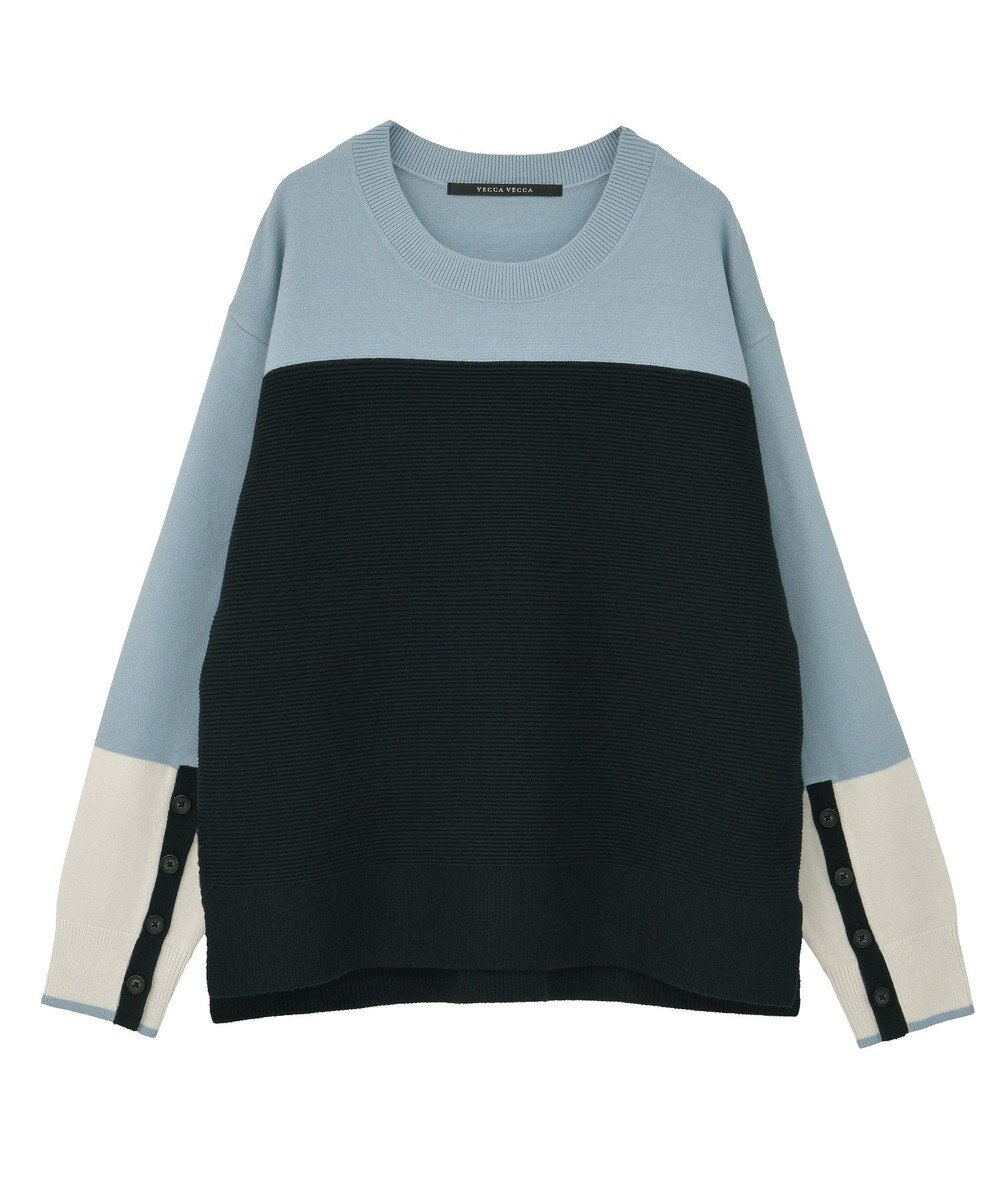 YECCA VECCA 釦デザイン配色ニット 