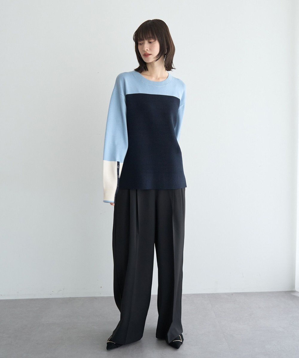 YECCA VECCA 釦デザイン配色ニット 