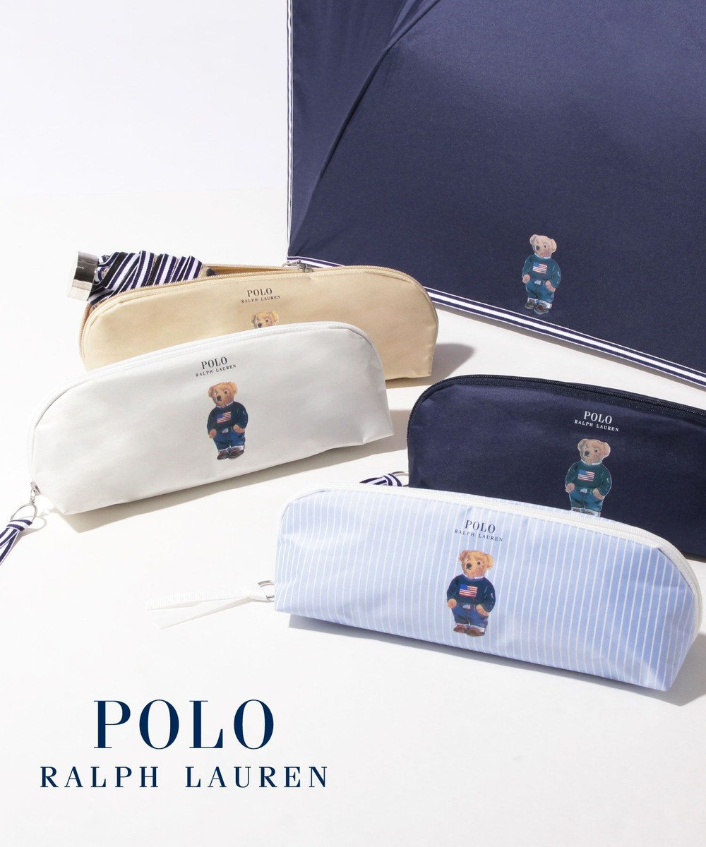 MOONBAT 【WEB限定/遮光率100%/遮熱/UV】POLO RALPH LAUREN（ポロ ラルフローレン）晴雨兼用日傘 ワンポイント ポロベア 折りたたみ傘 ポーチタイプ 
