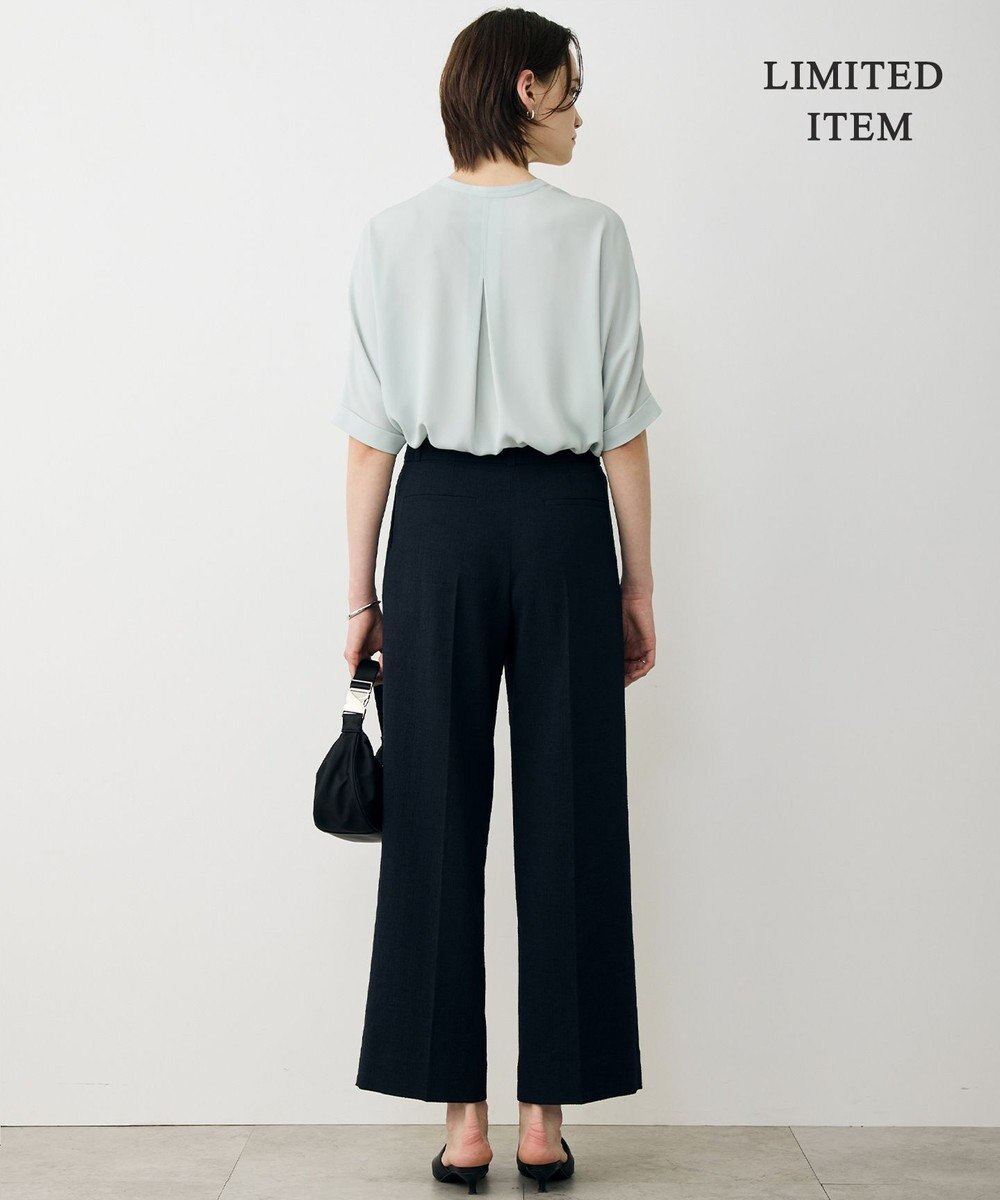 ICB L 【先行予約・WEB限定】BackSatinAmunzen 5分袖キーネックブラウス 