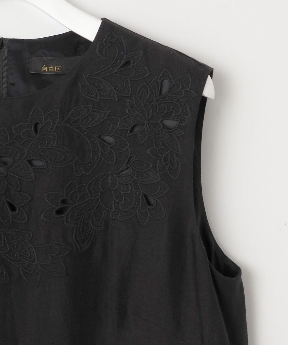 自由区 【洗える】エンブロイダリーノースリーブ ワンピース 