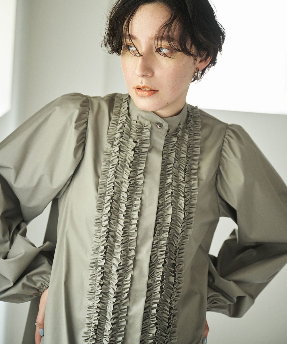 #Newans 【シワになりにくい/洗濯機可能】ロングフリルチュニック 