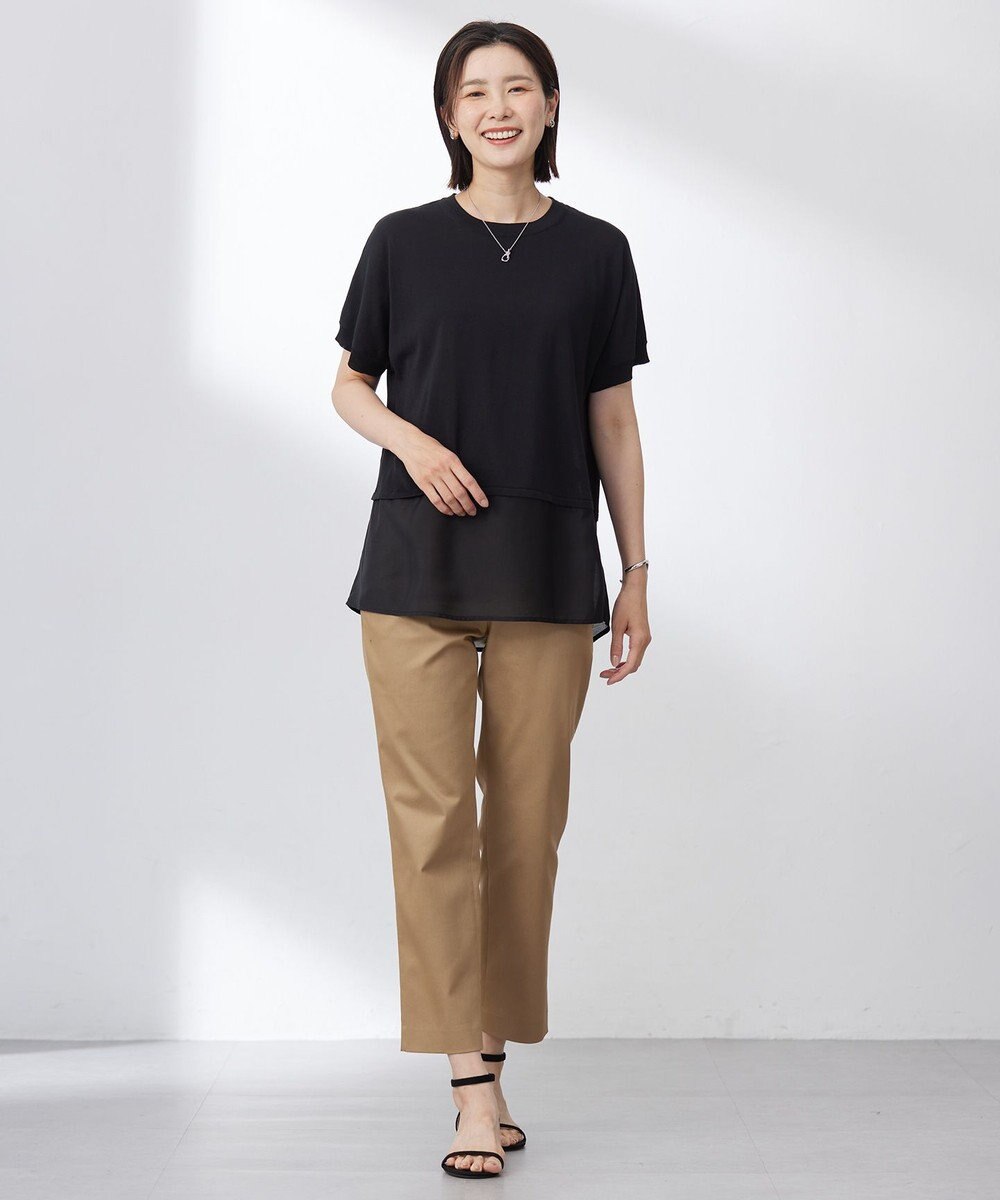 J.PRESS LADIES 【WEB限定・洗える】シャンブレーサテン テーパード パンツ 