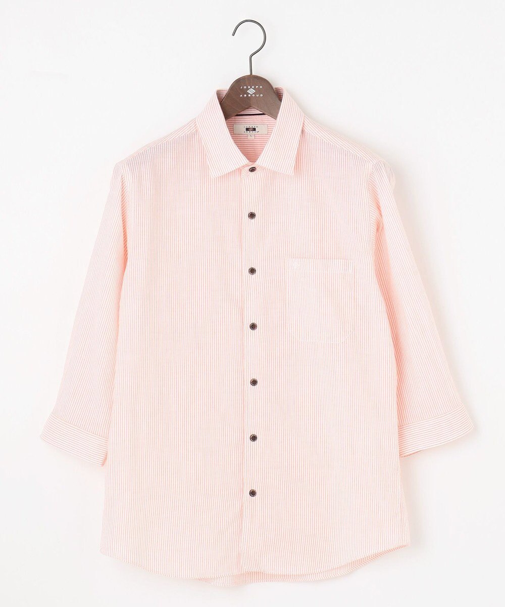 JOSEPH ABBOUD 【サスティナブル・７分袖】コットンリヨセルリネンコードストライプ シャツ 