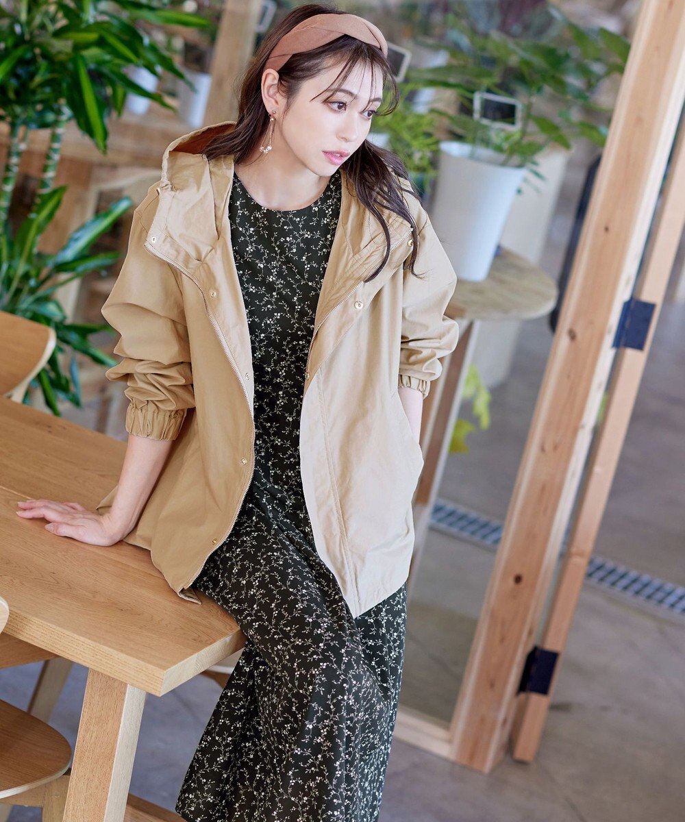 Tiaclasse 【洗える】ギャザースリーブ花柄ワンピース 