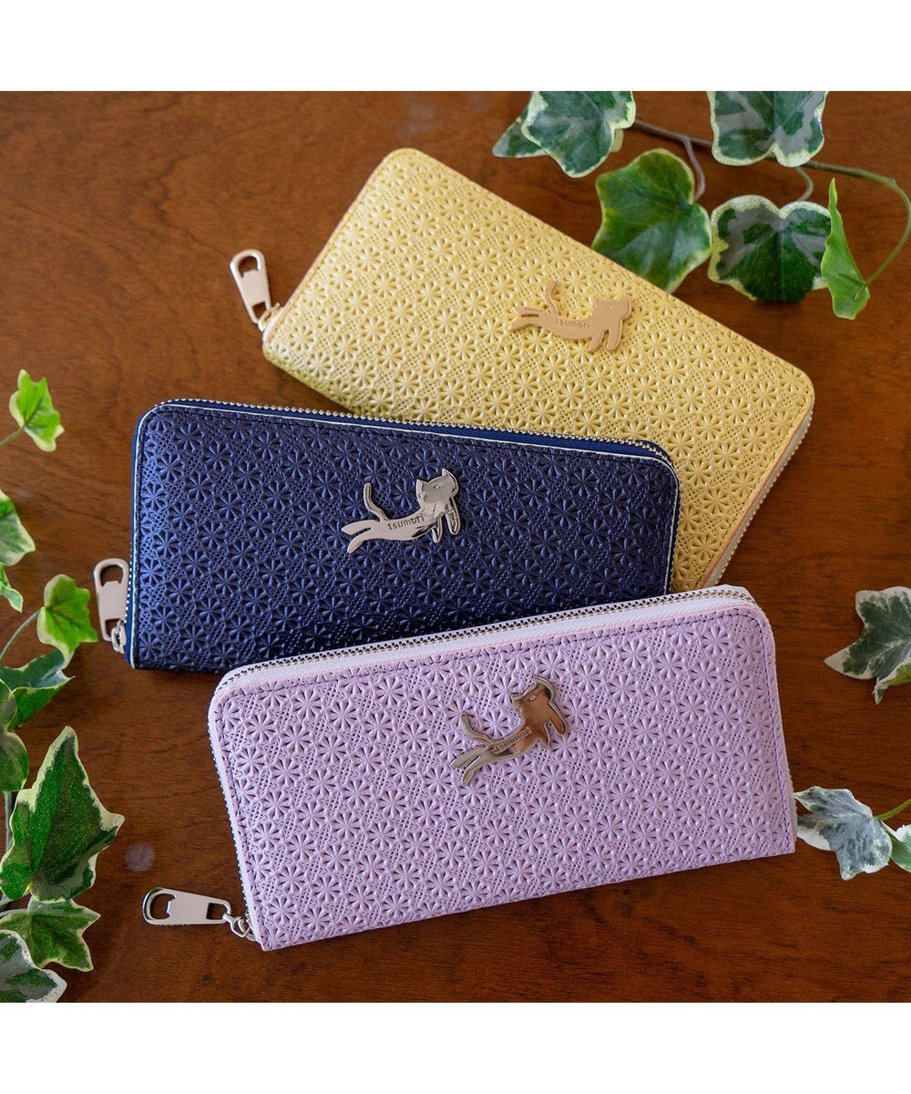 tsumori chisato CARRY キラネコフラワー ラウンドファスナー長財布 