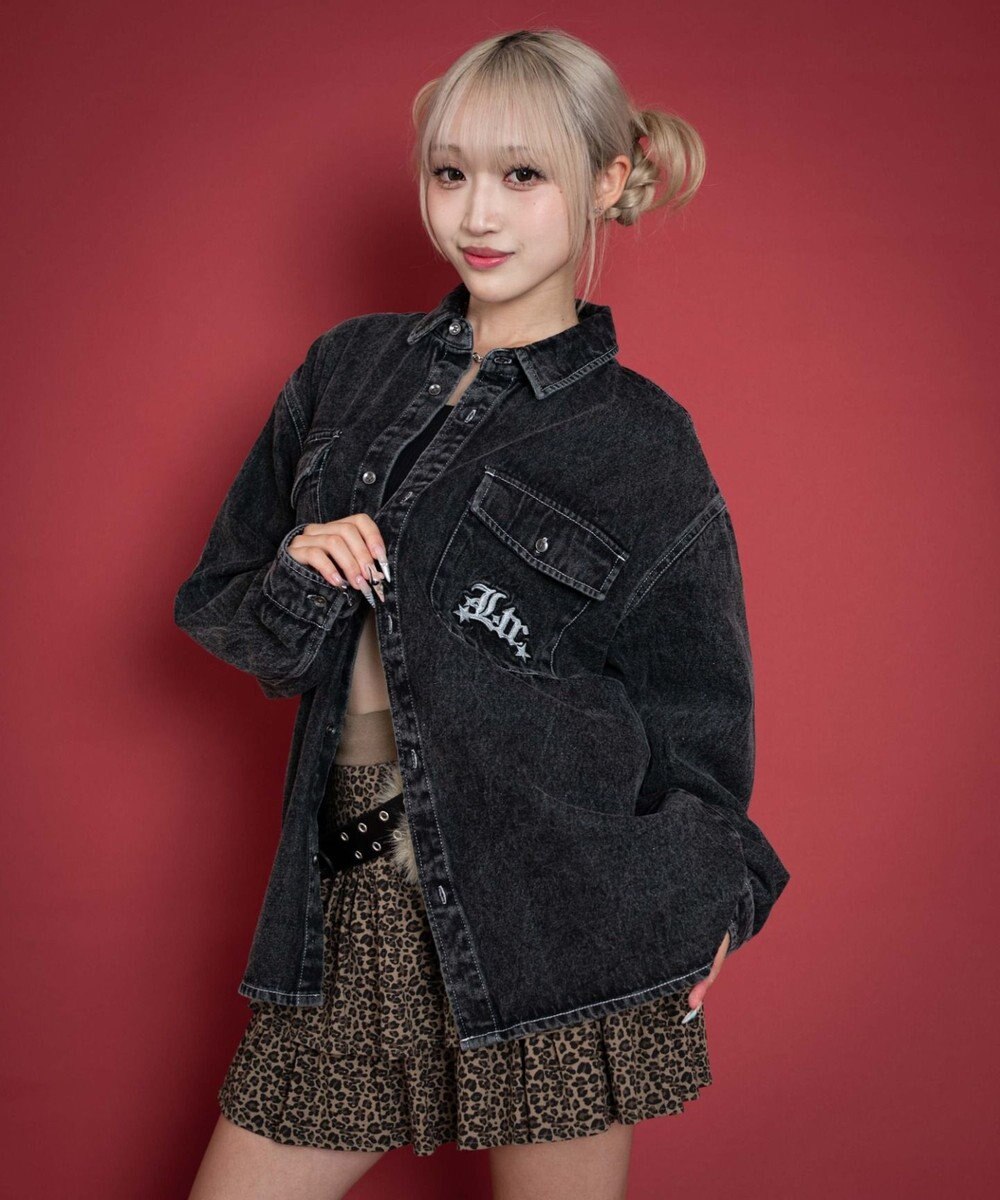 WEGO 【ユニセックス着用ITEM/MLサイズ展開】グラフィックデニムシャツ（LS） 