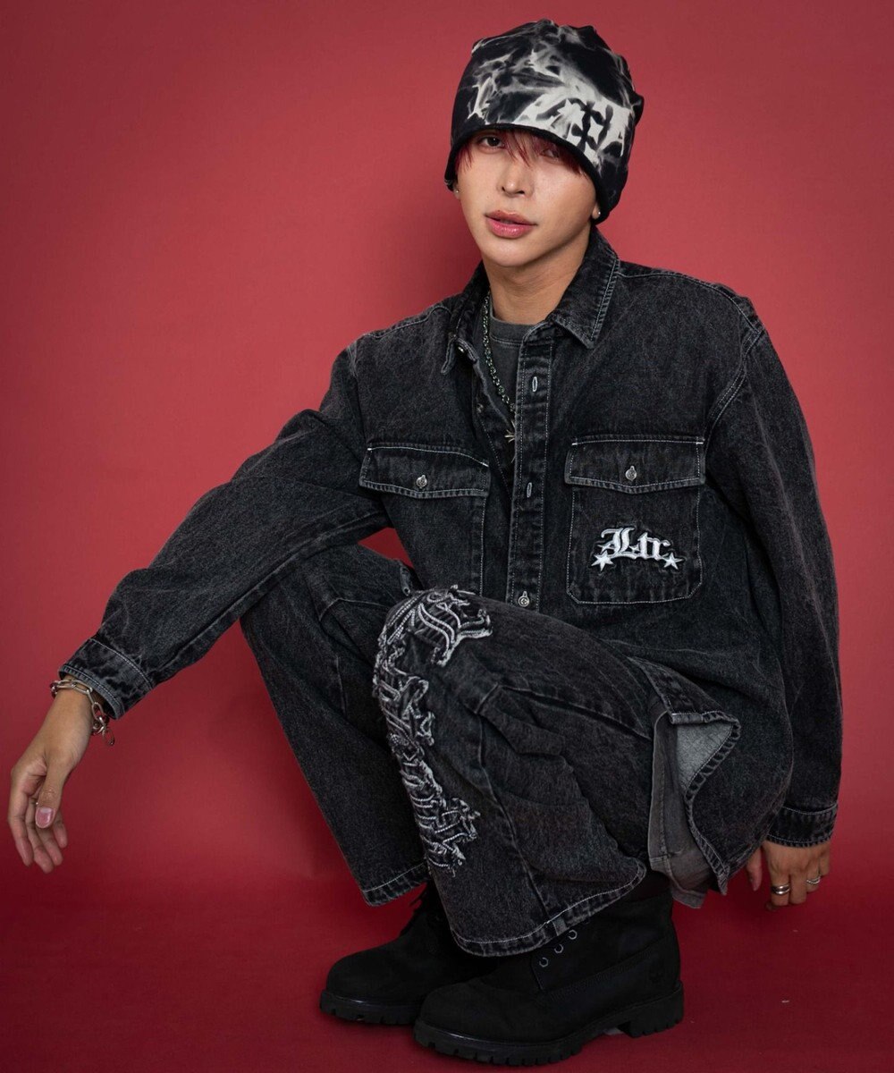 WEGO 【ユニセックス着用ITEM/MLサイズ展開】グラフィックデニムシャツ（LS） 