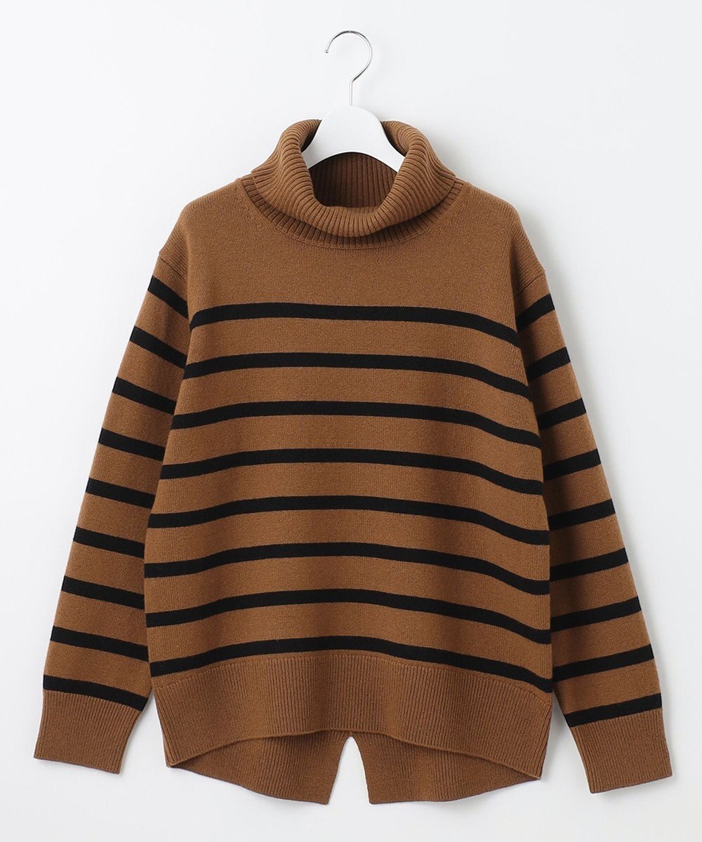 J.PRESS LADIES S 【洗える】MERINO CASHMERE オフタートル ボーダー ニット 