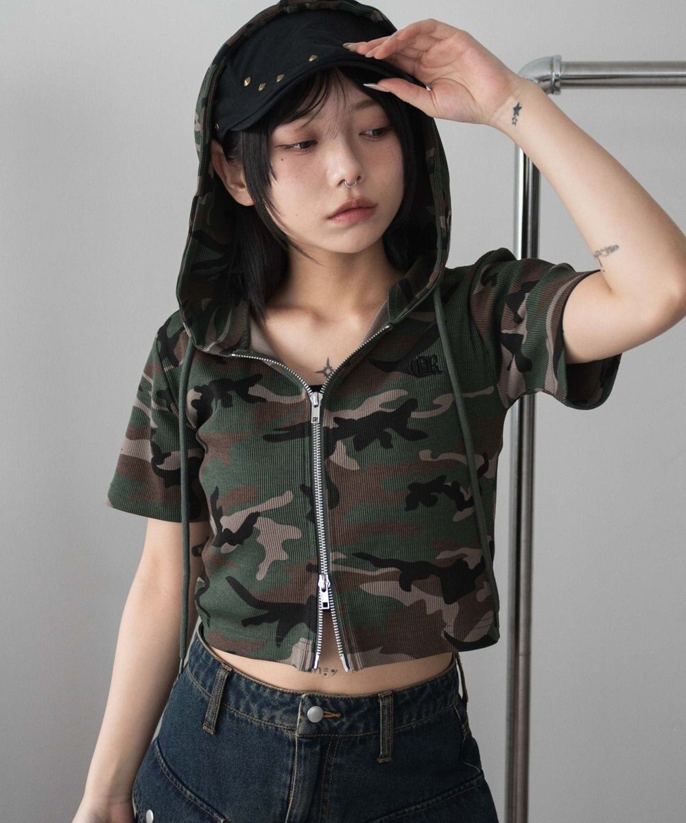 WEGO リブハンソデジップパーカー 