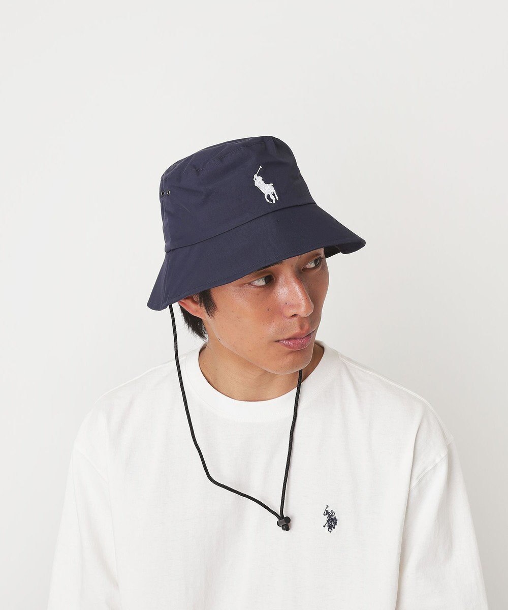 MOONBAT 【WEB限定/遮光/撥水】POLO RALPH LAUREN 晴雨兼用 バケットハット ／つば遮光生地 レインハット あご紐 