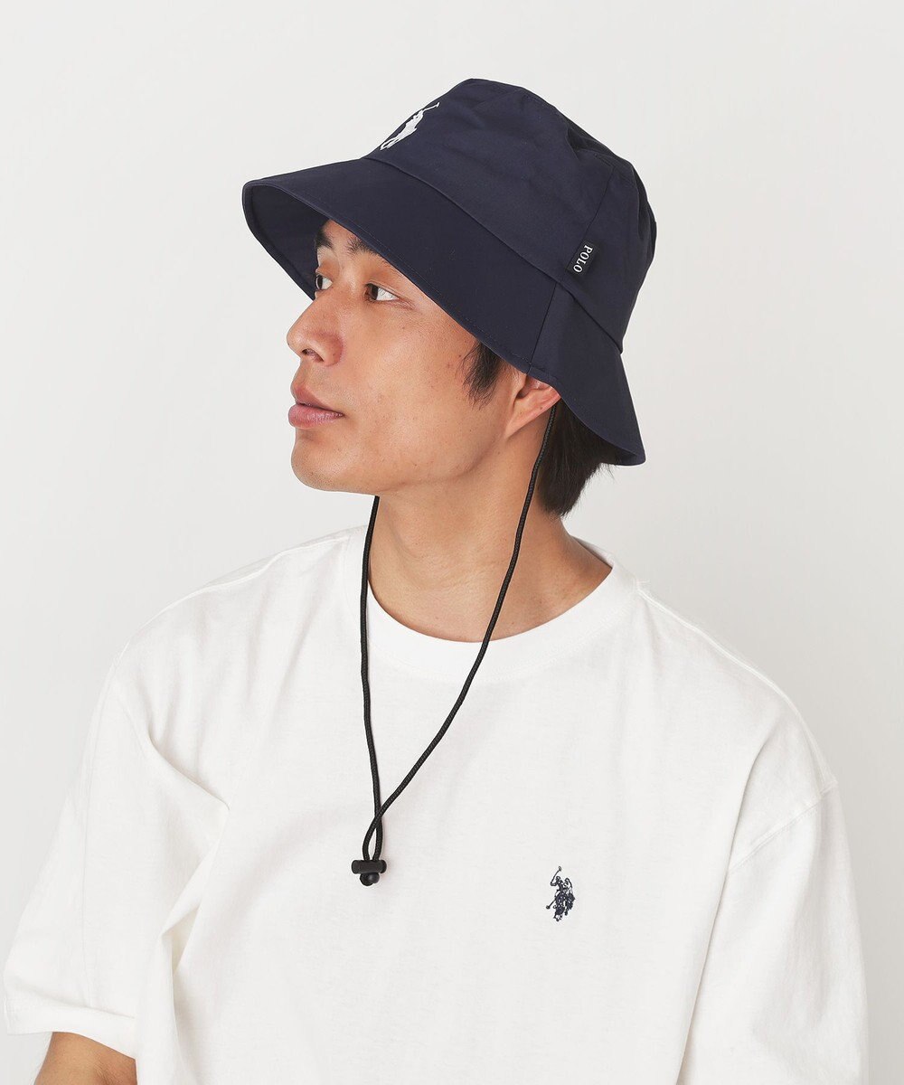 MOONBAT 【WEB限定/遮光/撥水】POLO RALPH LAUREN 晴雨兼用 バケットハット ／つば遮光生地 レインハット あご紐 