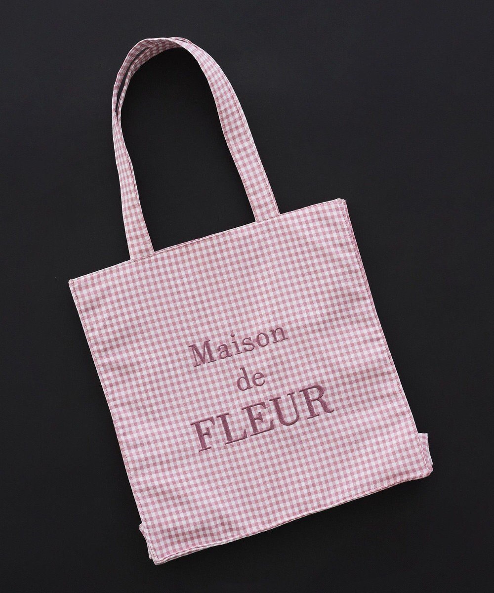 Maison de FLEUR ブランドロゴ刺繍ギンガムスクエアトート 