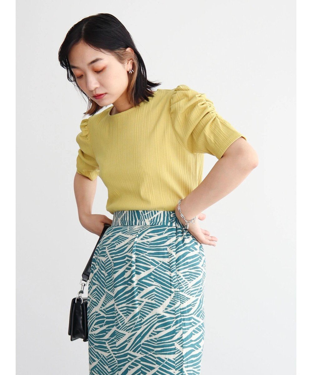 Green Parks リブ肩デザイン５分袖プルオーバー 