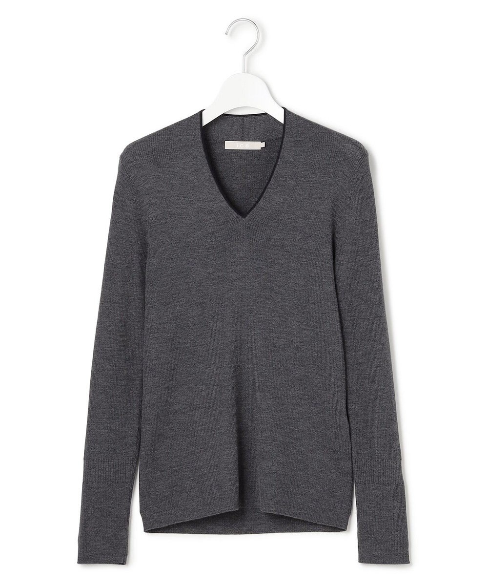 ICB 【新色追加】 エクストラファインメリノリブ Vネックプルオーバー 