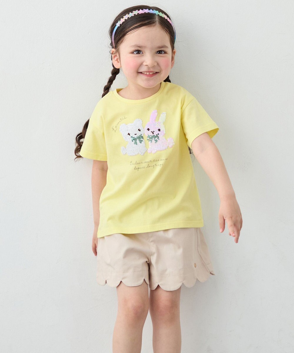 ANY KIDS 【綿100%】ドロップショルダーミラクルスパンコールTシャツ 