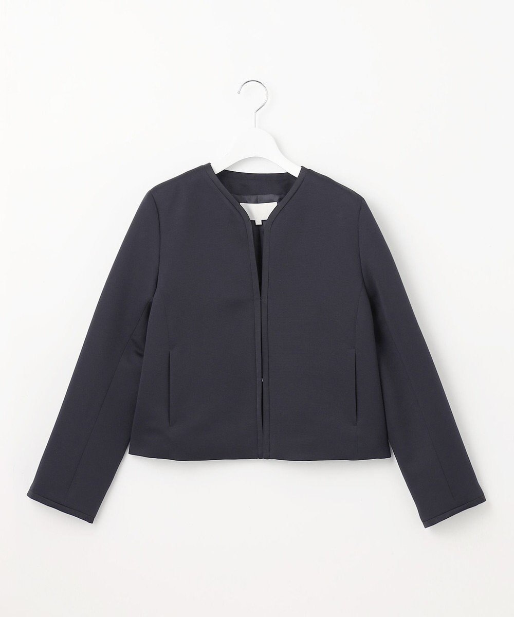 自由区 L 【洗える】グログランノーカラー ジャケット 