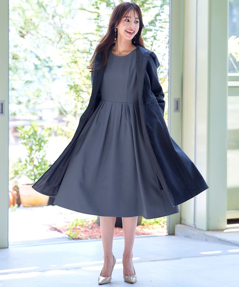 Tiaclasse 【洗える】タックフレアワンピース 