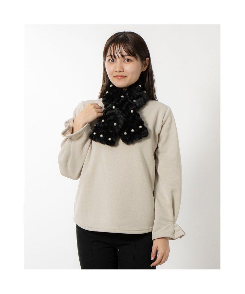 UNBILLION カシュネ cache nez / パール付フェイクファーマフラー 