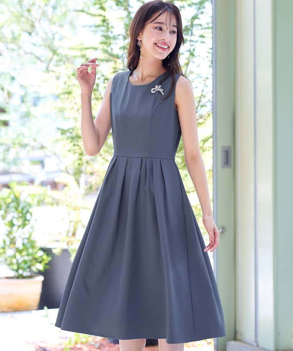 Tiaclasse 【洗える】タックフレアワンピース 