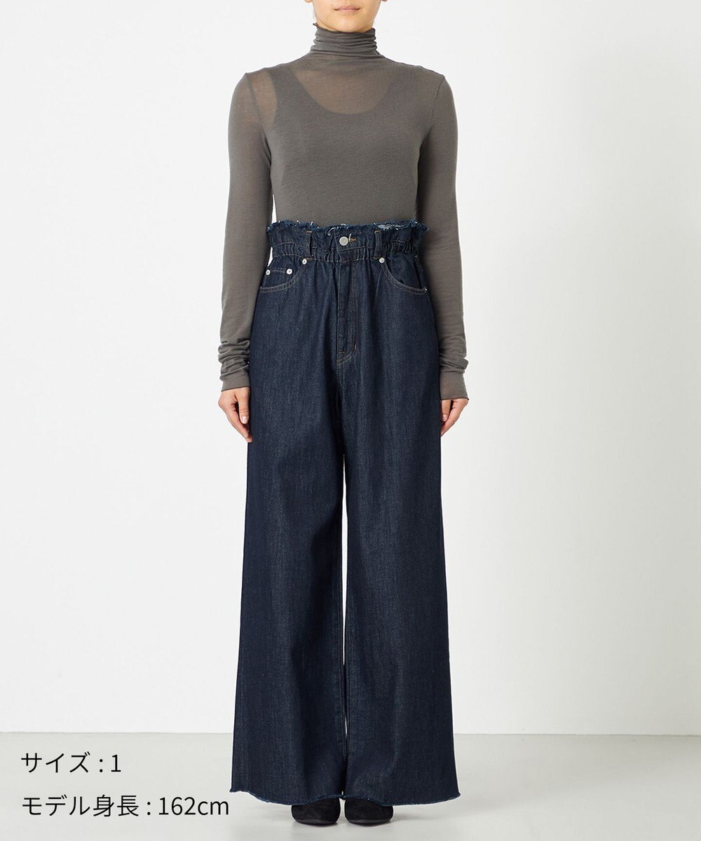NAVE 【ReNAVE・洗える/軽量】ライトデニム ウエストギャザーパンツ 