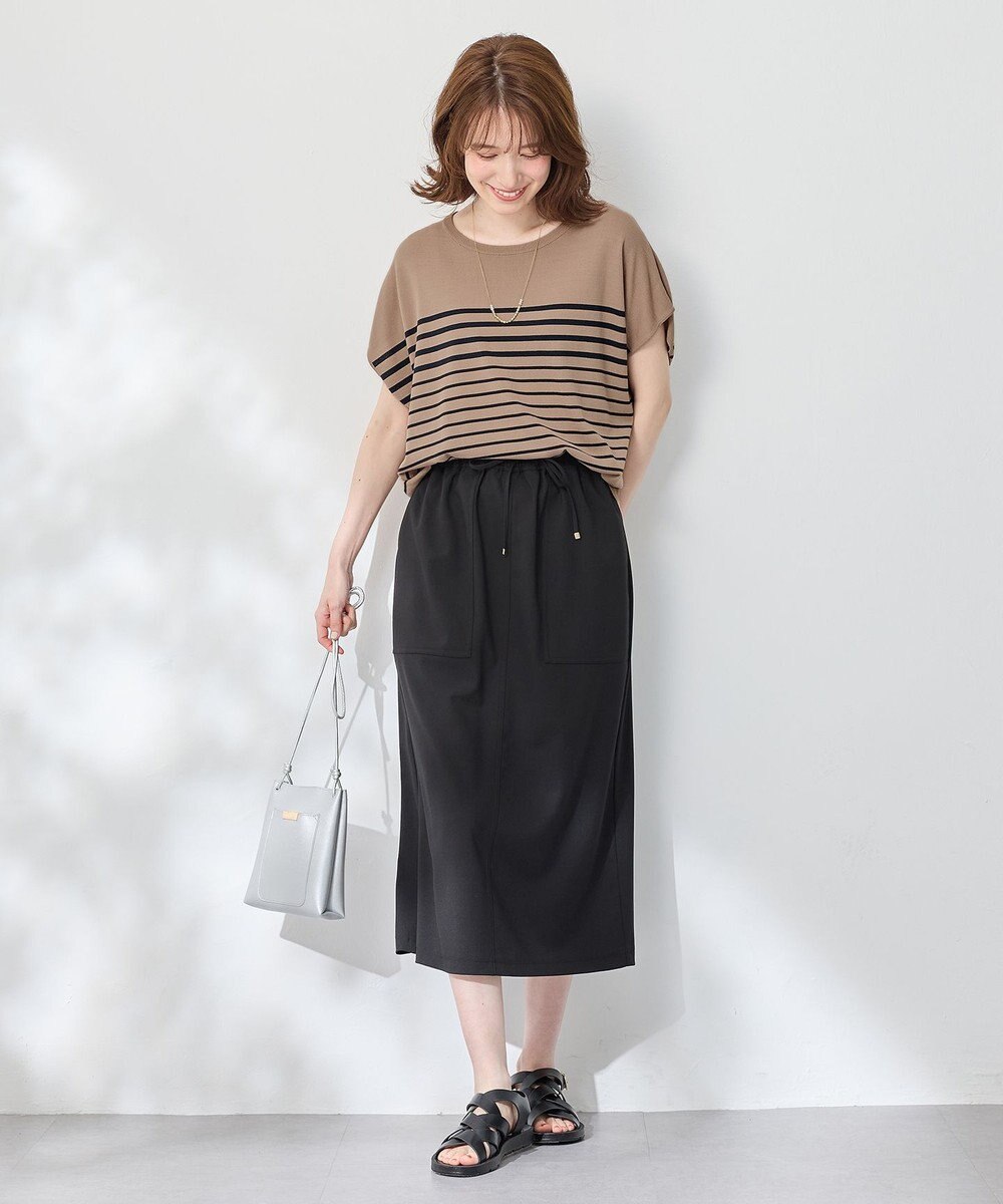 ANY L 【洗濯機可/接触冷感/UVカット/アンチピリング】フレンチスリーブニットプルオーバー 