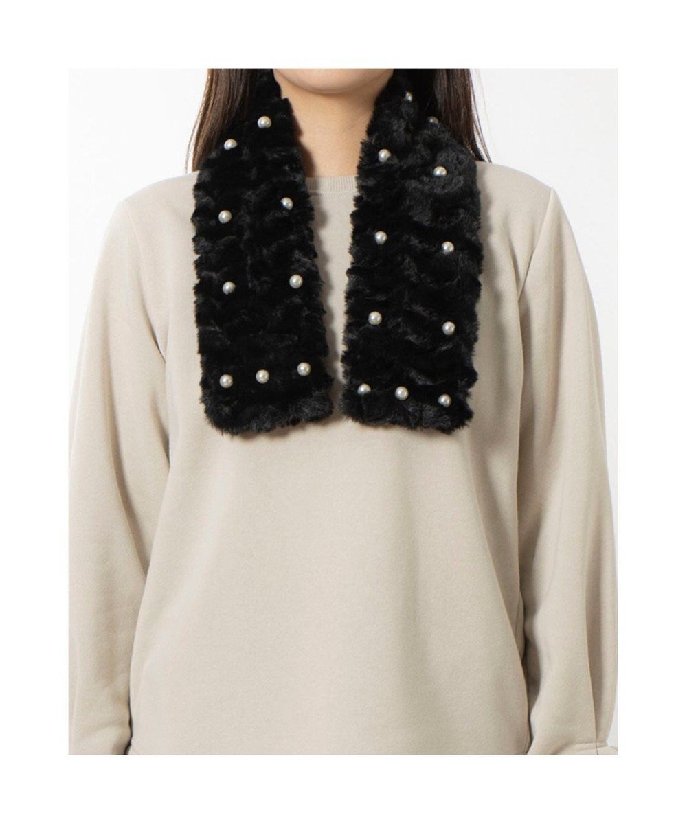 UNBILLION カシュネ cache nez / パール付フェイクファーマフラー 