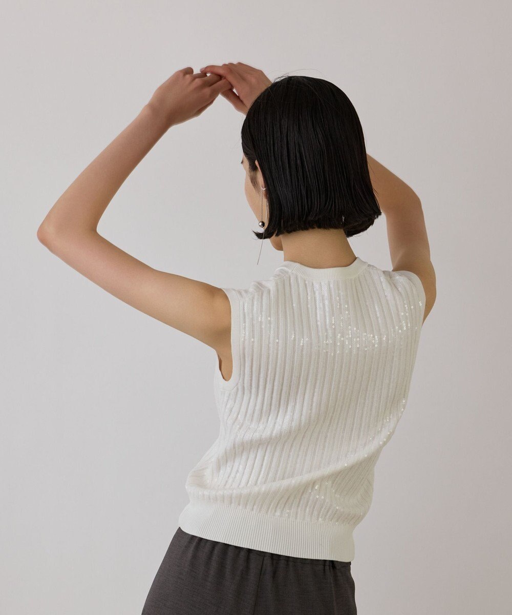 GRACE CONTINENTAL スパンコールニットノースリーブ 