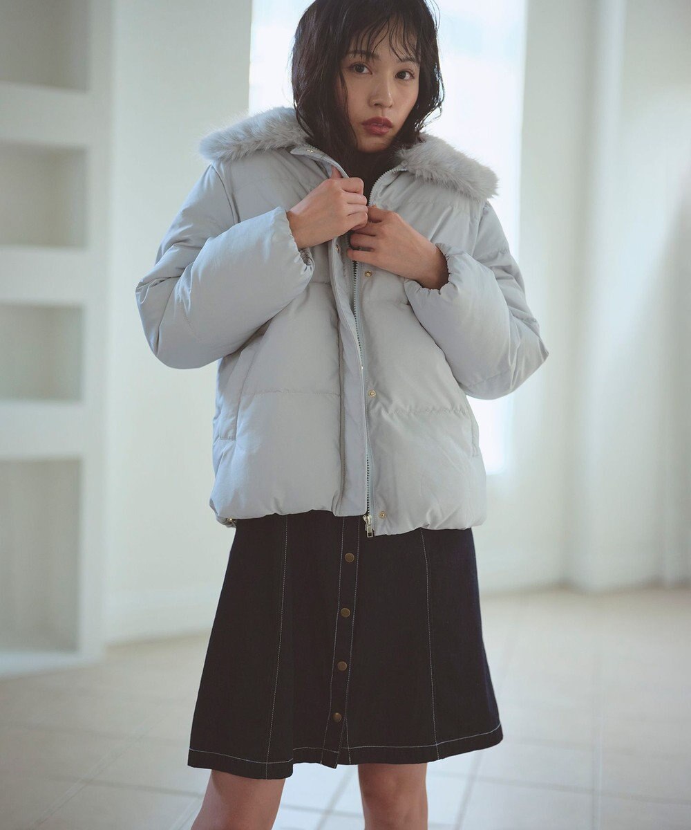 Feroux ファーカラー付き・ダウン見え中綿 ジャケット 