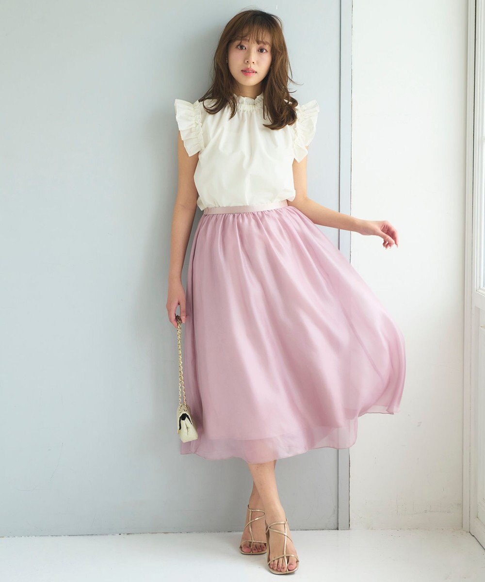 Feroux 【洗える】シアーギャザーフレア スカート 