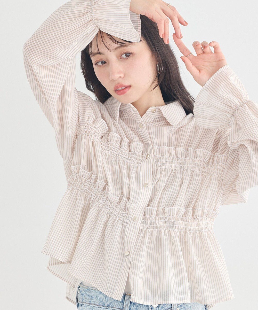 earth music&ecology シャーリングストライプシャツ 