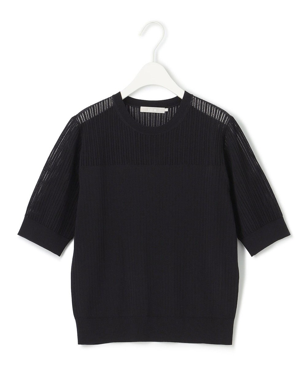 ICB L 【洗える】 レースニットトップス 