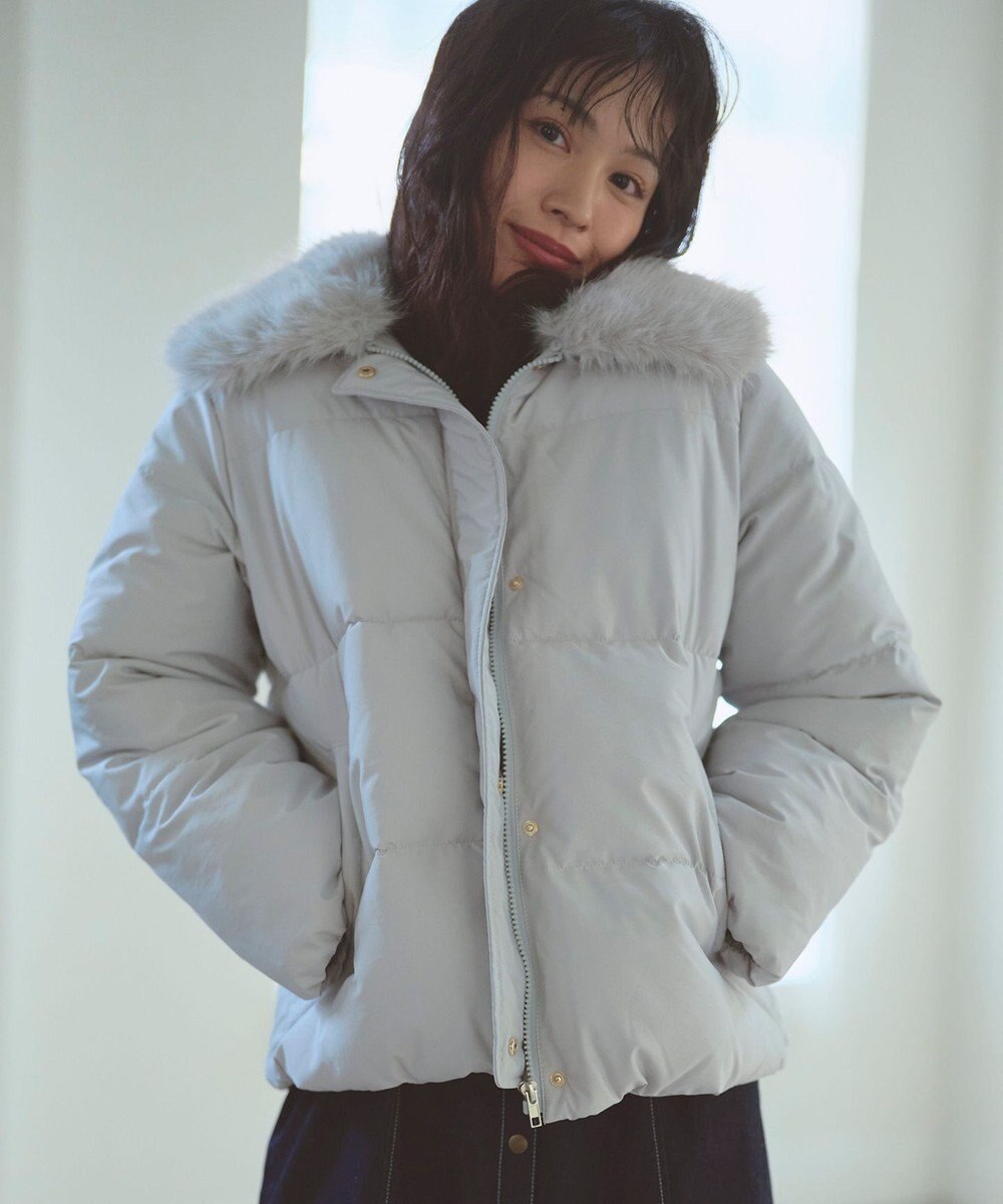 Feroux ファーカラー付き・ダウン見え中綿 ジャケット 