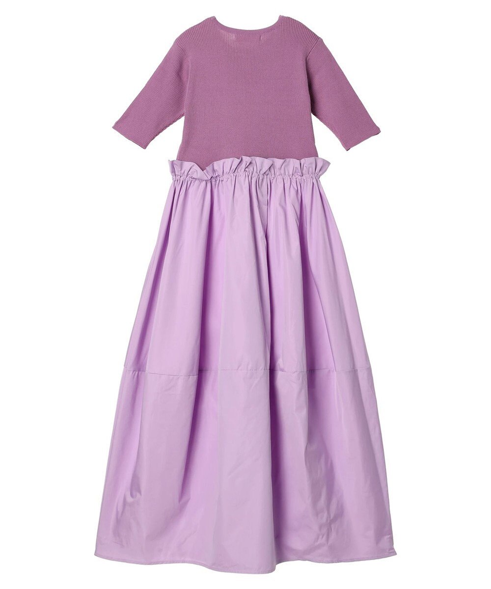 Green Parks ランタン型ニットドッキングタフタワンピース 