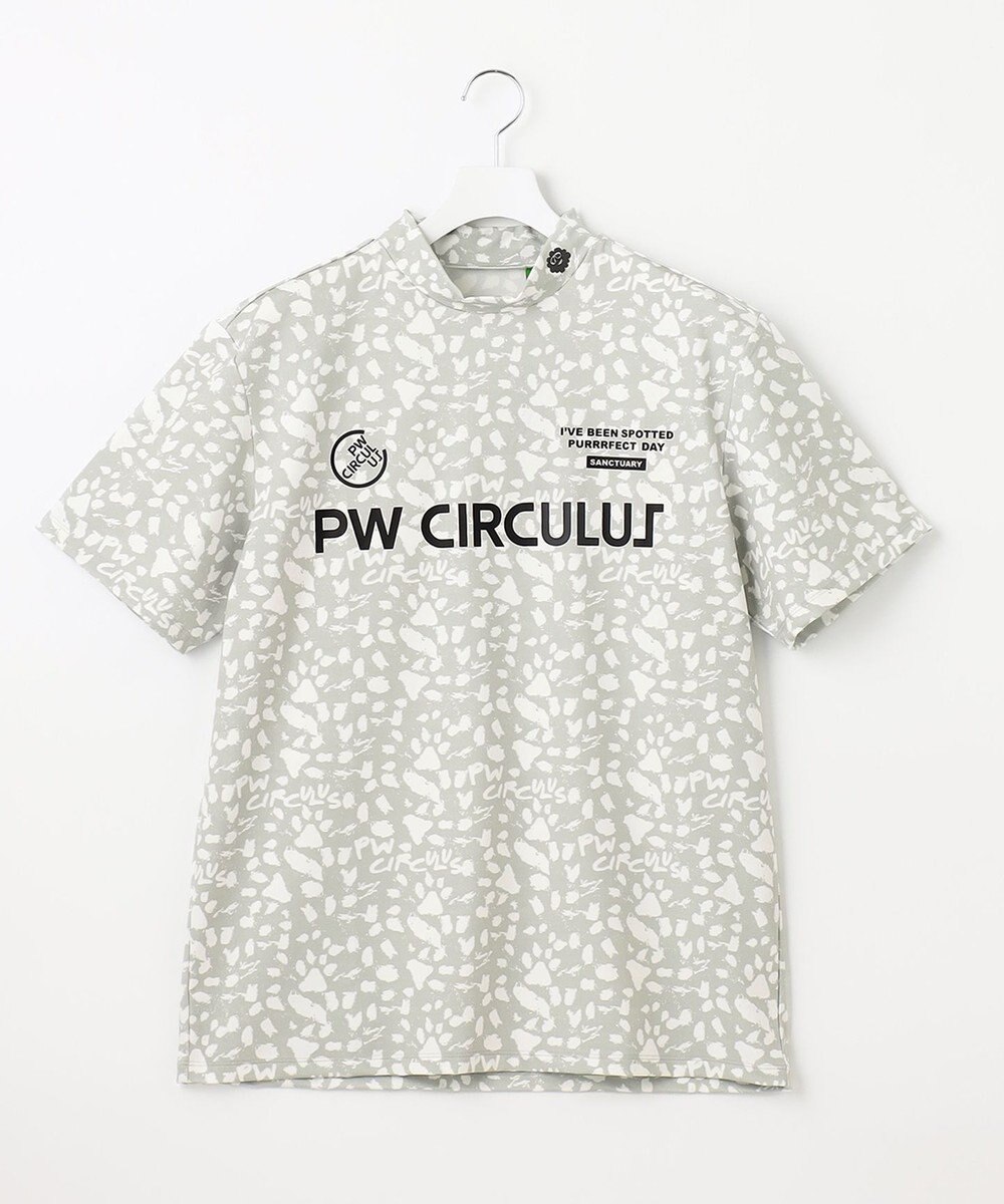 PW CIRCULUS 【MEN】【ストレッチ】アニマルプリント ロゴ モックネック シャツ 