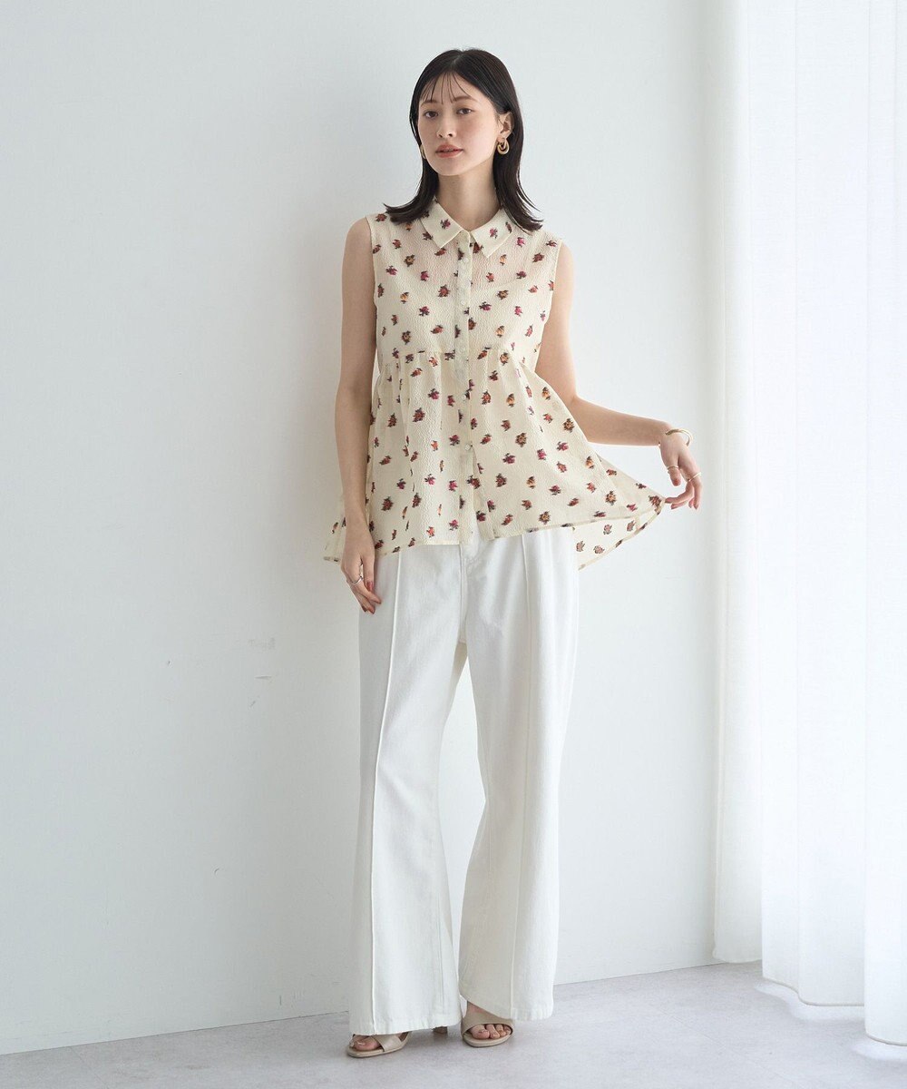 YECCA VECCA シアージャガードペプラムブラウス 