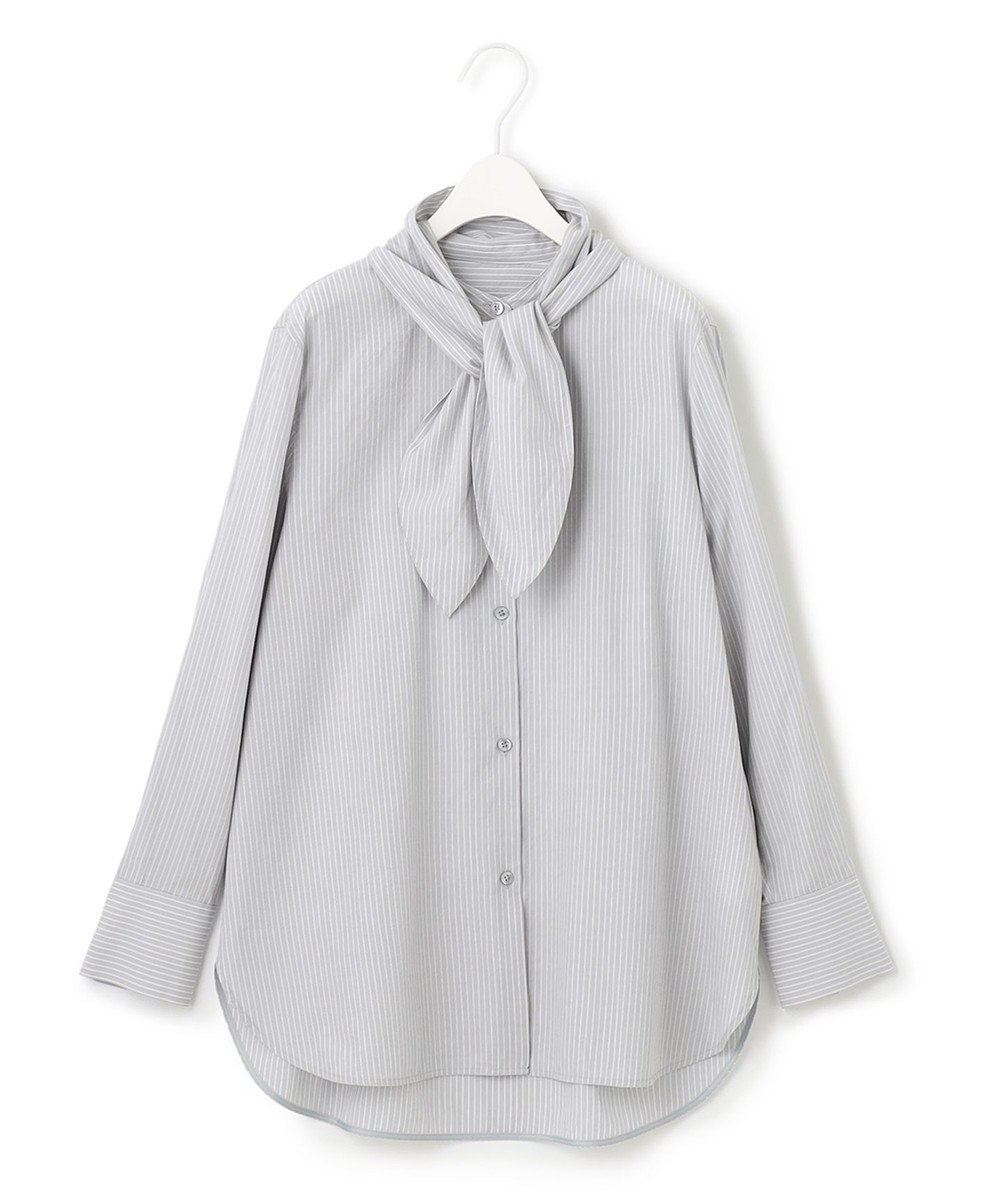 ICB 【洗える】CRySiタイプライター ボウタイ付きバンドカラーシャツ 