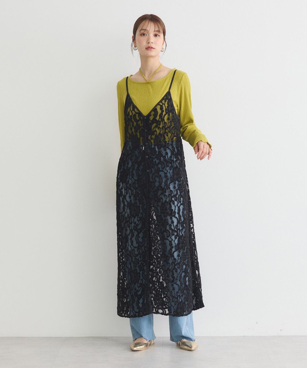 earth music&ecology 起毛レースレイヤードキャミワンピース 