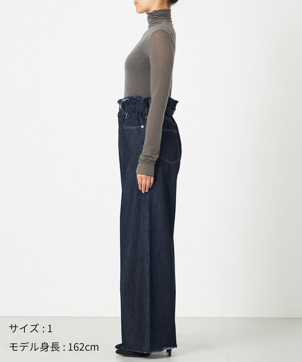 NAVE 【ReNAVE・洗える/軽量】ライトデニム ウエストギャザーパンツ 