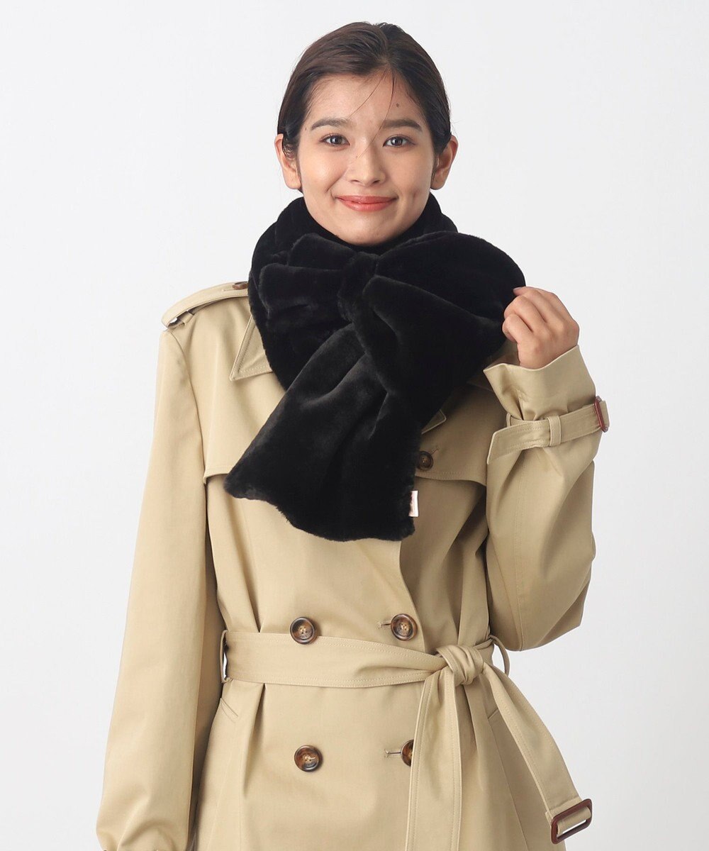 MOONBAT 【WEB限定ラッピング袋付】PAUL & JOE ACCESSOIRES フェイクファービッグリボンマフラー 