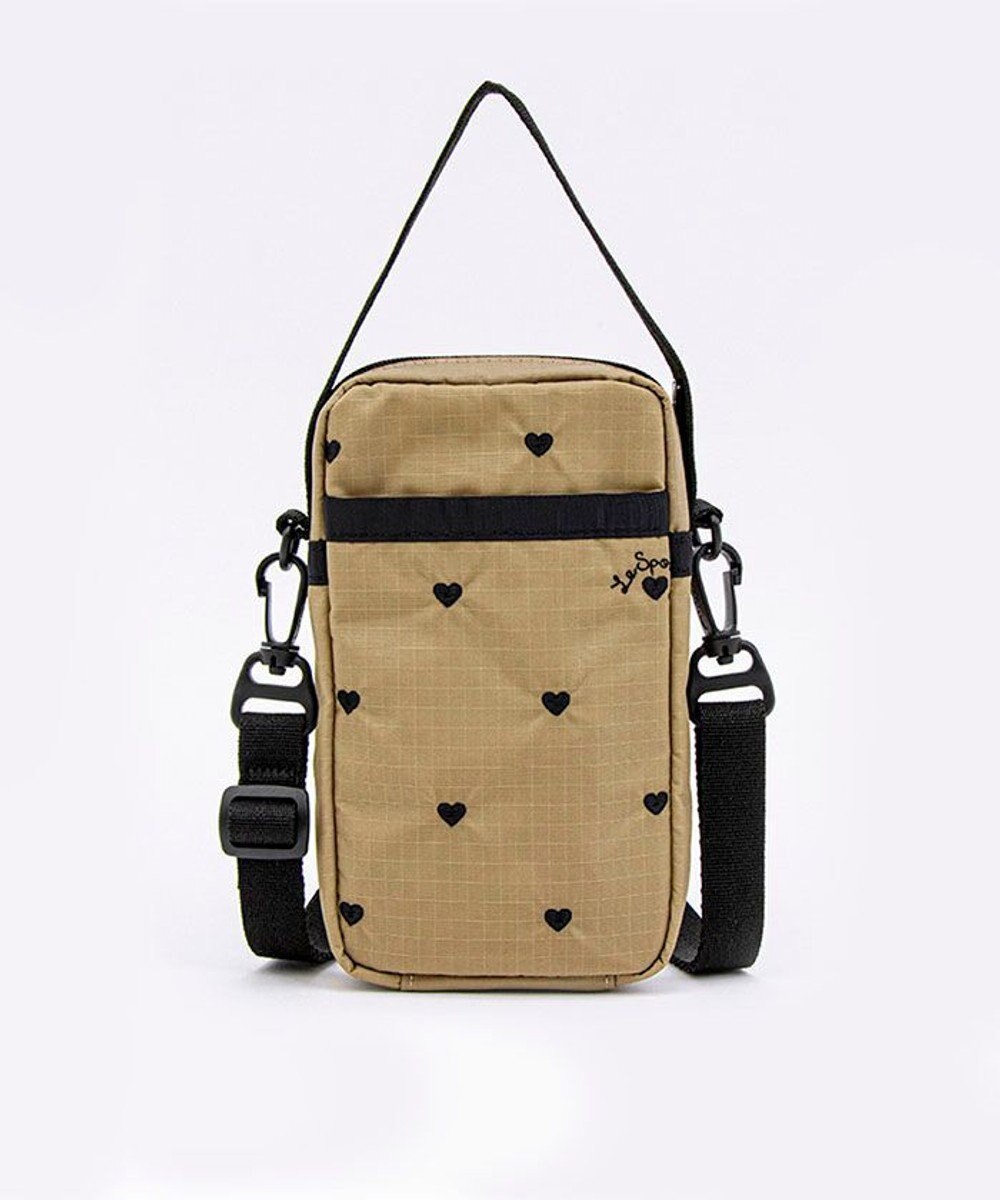 LeSportsac MINI PHONE CROSSBODY/モカブラックハートエンブロイダリー 