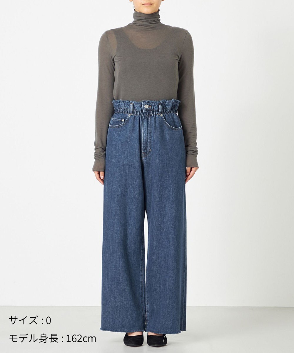 NAVE 【ReNAVE・洗える/軽量】ライトデニム ウエストギャザーパンツ 