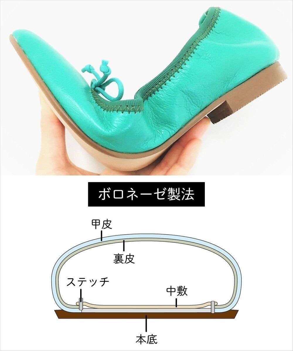 nouvelleRobe Oū 【本革・高反発】Round ラウンドトゥ 型押しバレエシューズ 