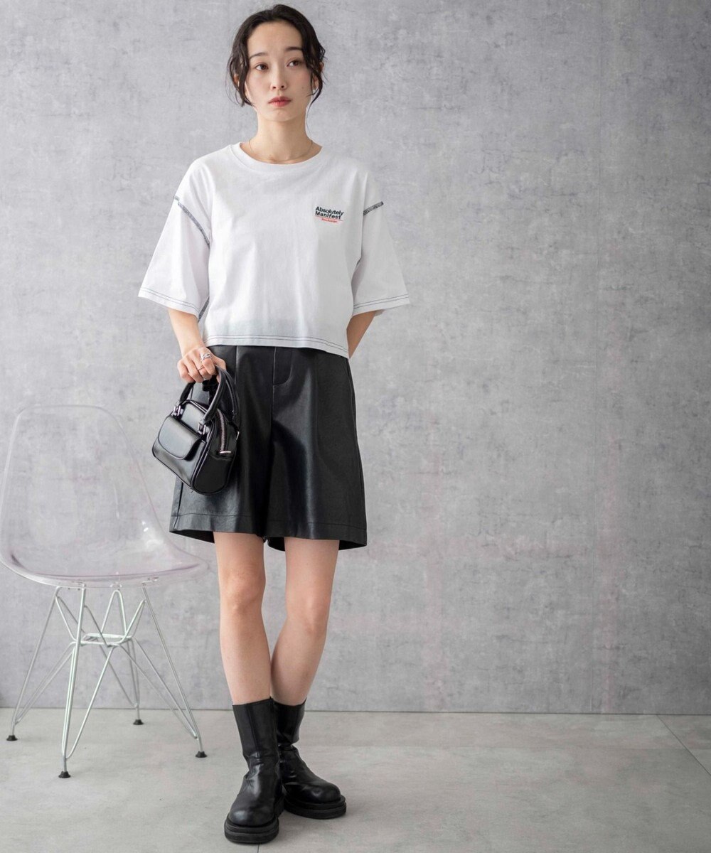 WEGO アウトステッチグラフィックショートT 