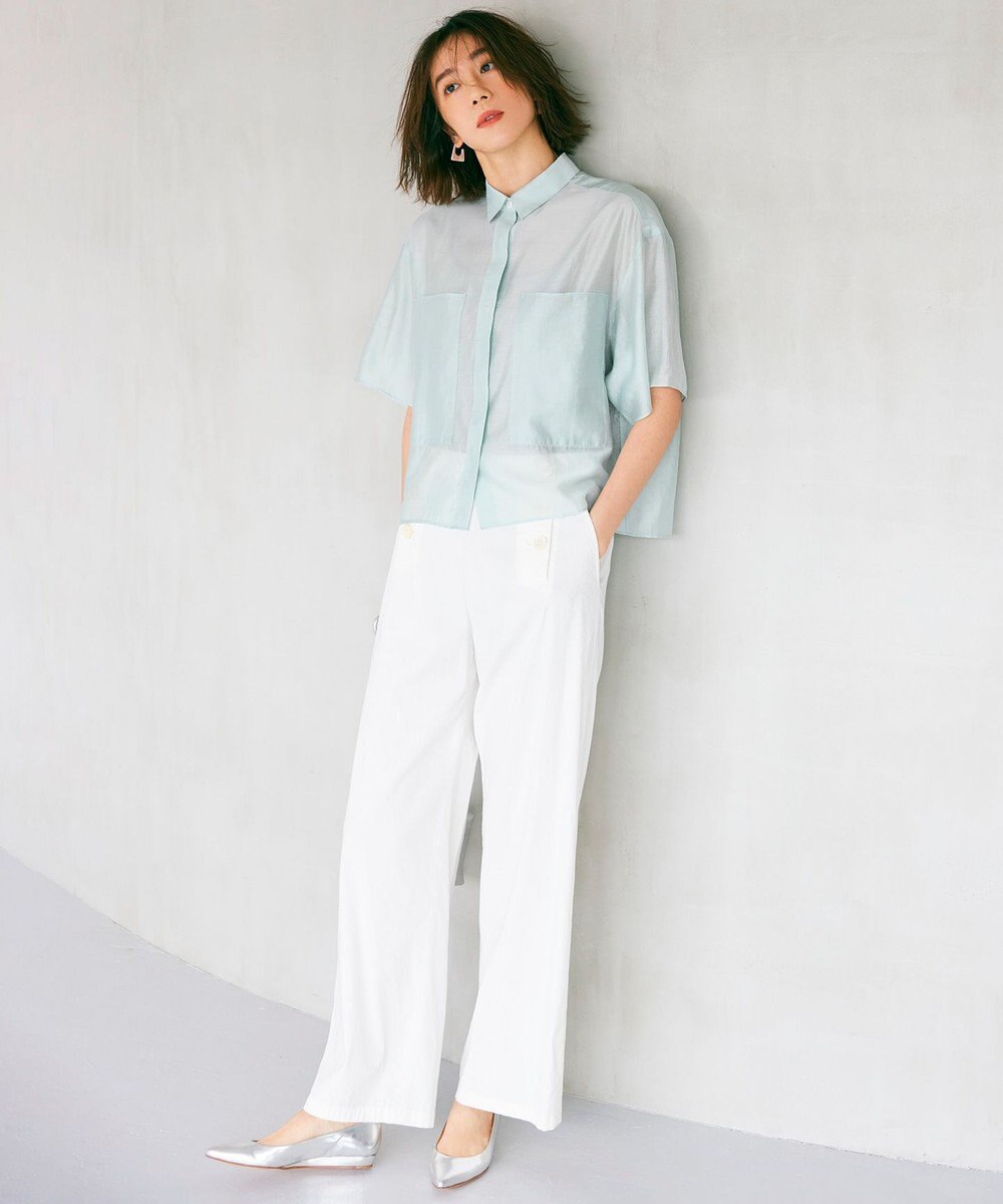 23区 【洗える】リネンヴィスコースストレッチ マリンパンツ 