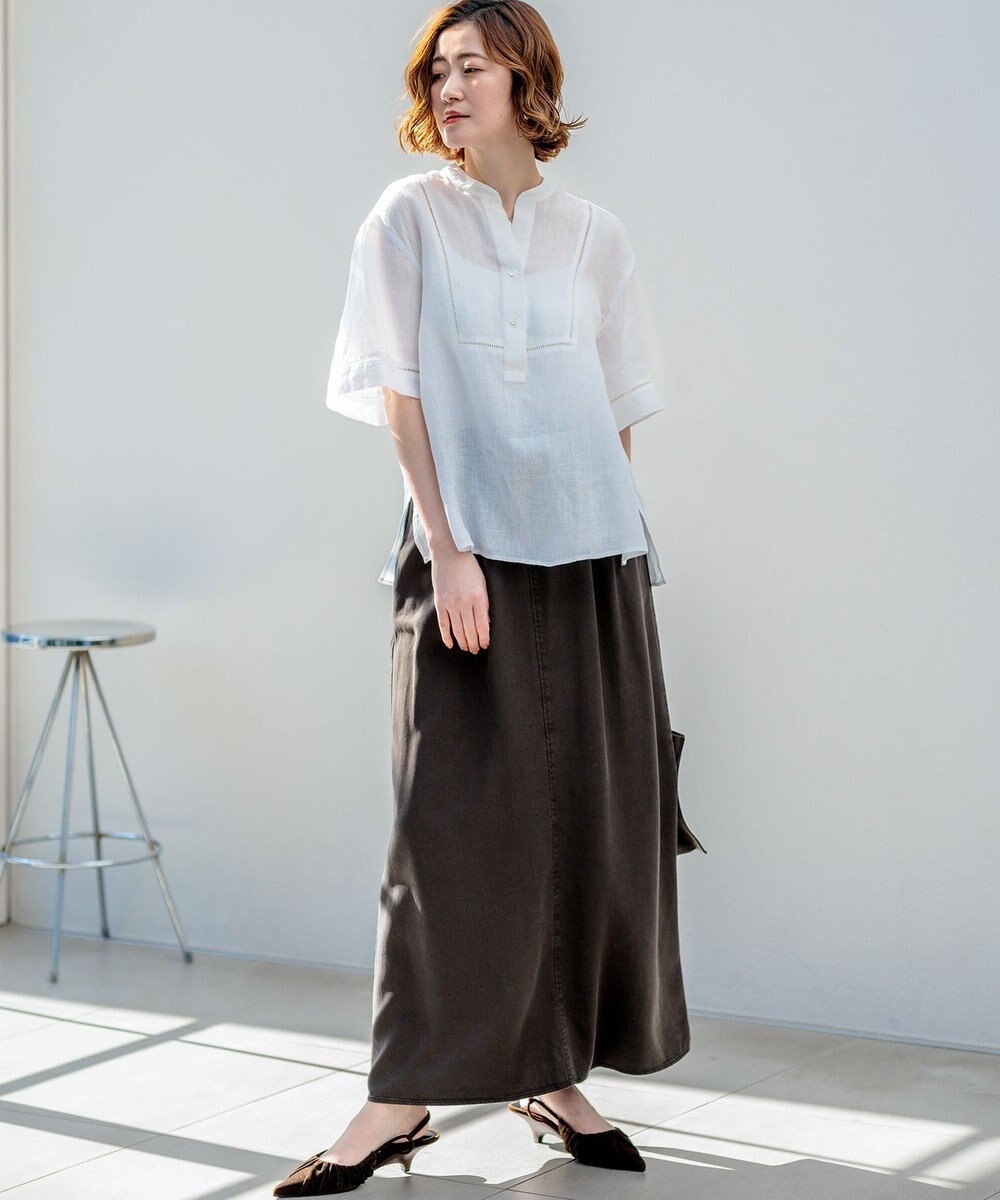 23区 L 【SLOW/一部店舗限定】ガーメントツイル セミフレア スカート 