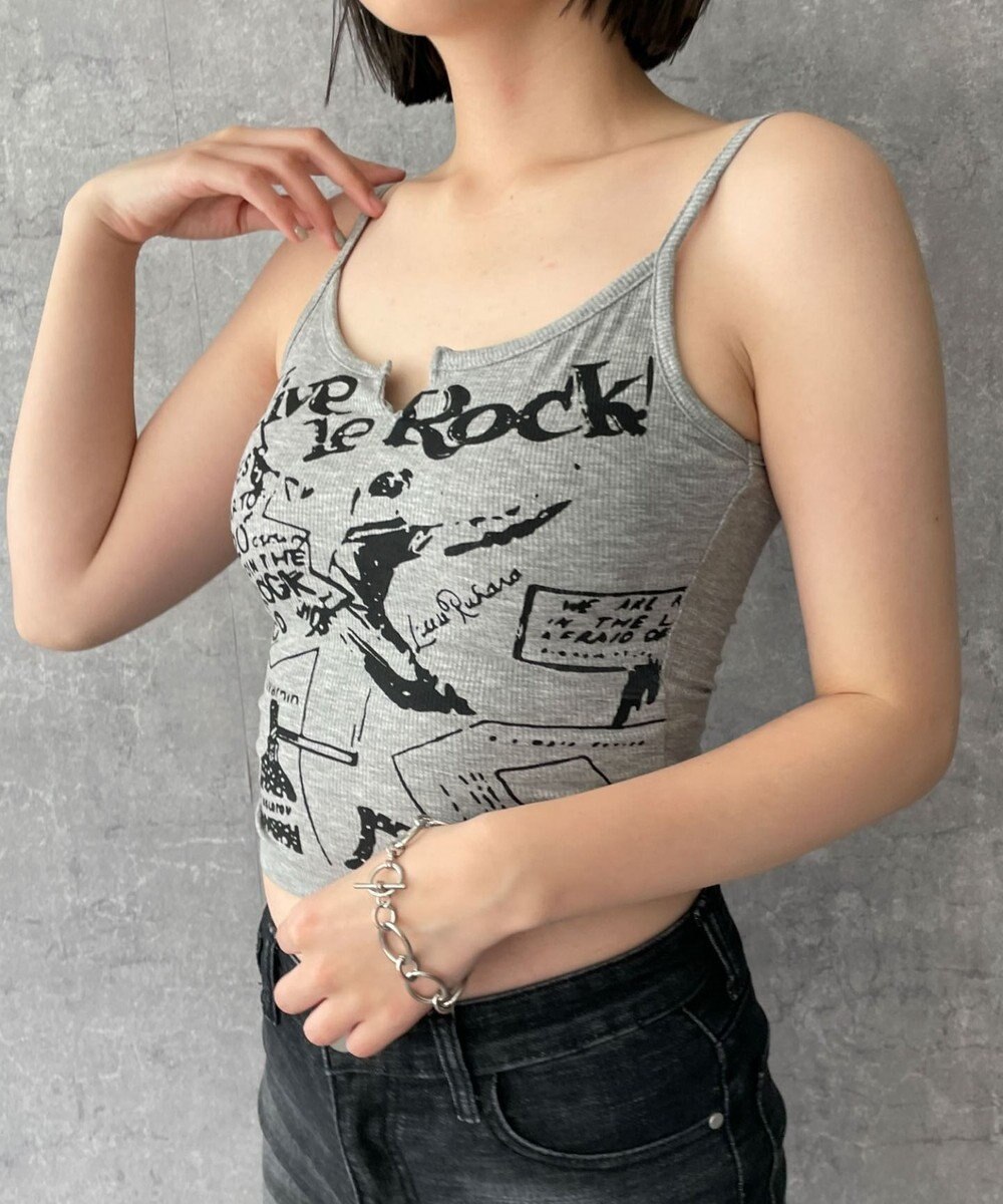 WEGO 【カップ付きインナー】グラフィックリブキャミソール 