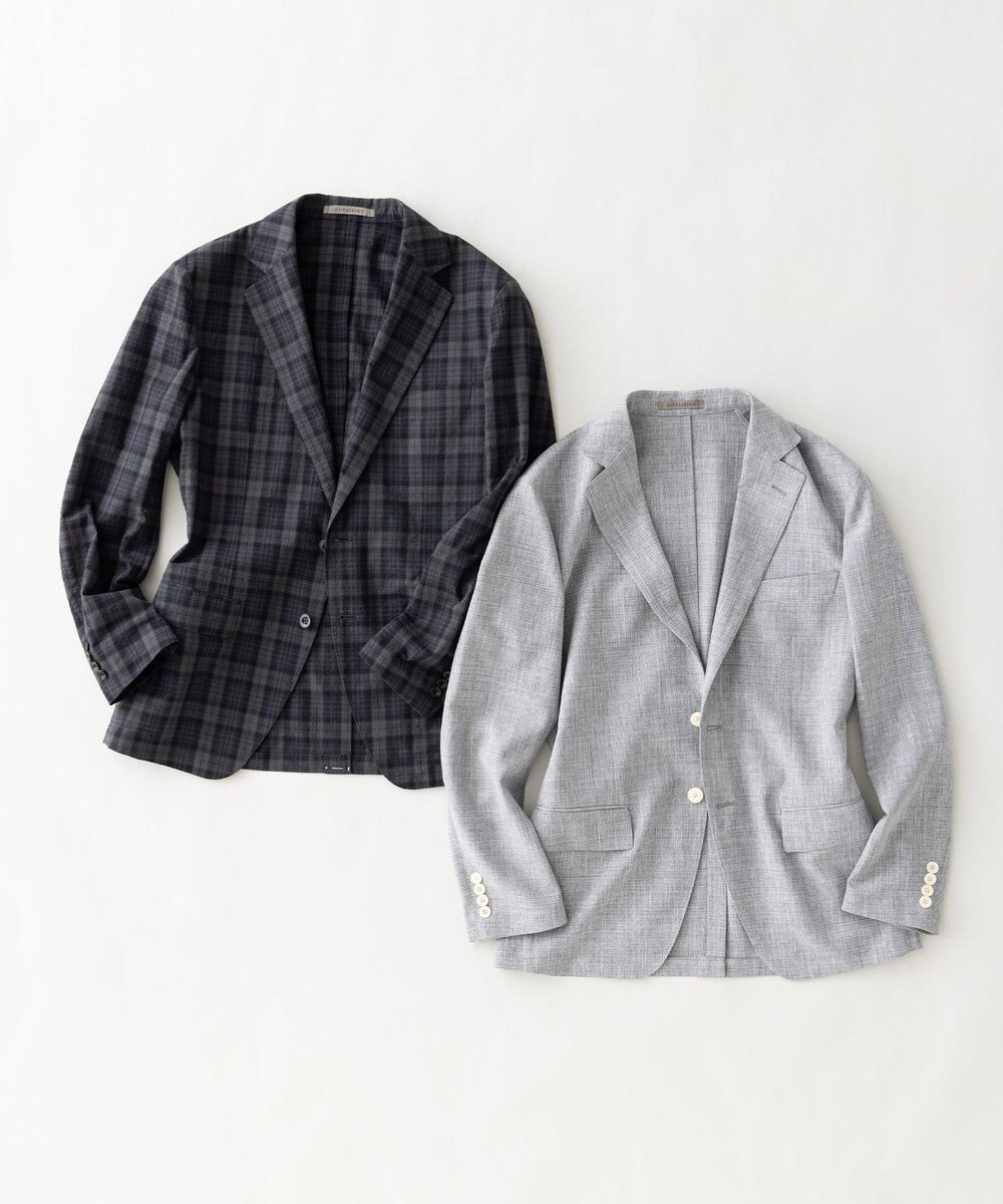 GOTAIRIKU 清涼サッカー素材【通気性/軽量】空羽サッカー マドラスチェック シャツジャケット 