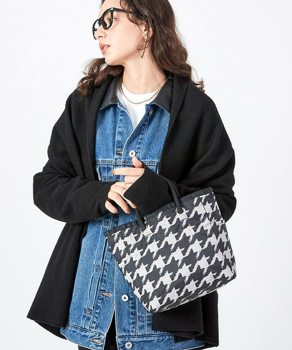 LeSportsac MEDIUM 2 WAY TOTE/2ウェイブラック/ベージュハウンズトゥース 2ウェイブラック/ベージュハウンズトゥース